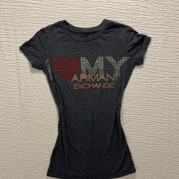 Y2K bling Armani Exchange Women's Gray T-Shirt - Picture 6 of 6